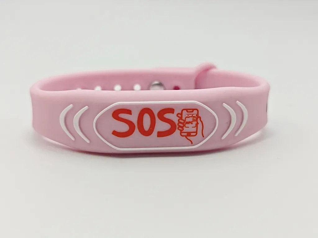 BACK2HOME SOS Bracelet for Children, Bracelet Color Pink